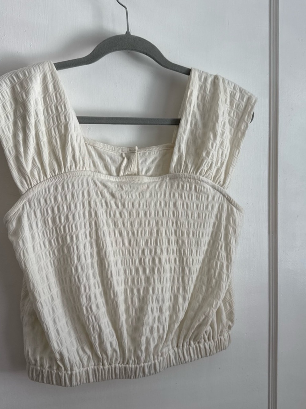 Madewell Cream Textured Button-Front Tank Top - Picture 3 of 4